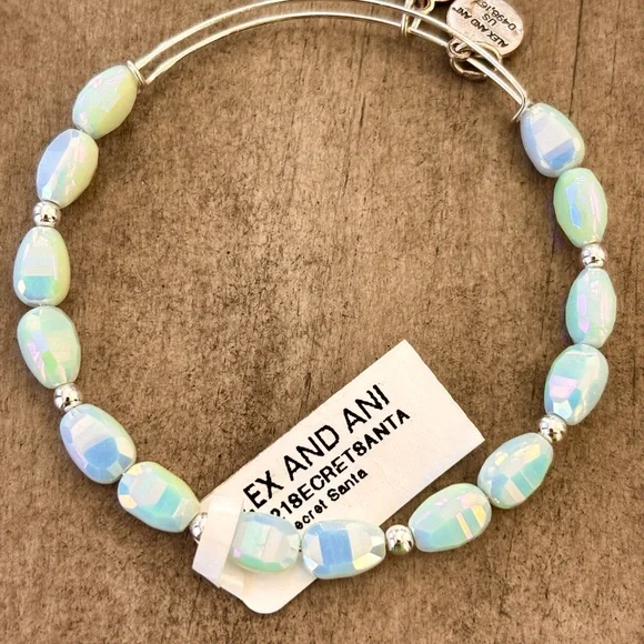 Alex and Ani retired ORIGINAL NWT Opalescent BLUE BEADED Bracelet - Picture 2 of 2